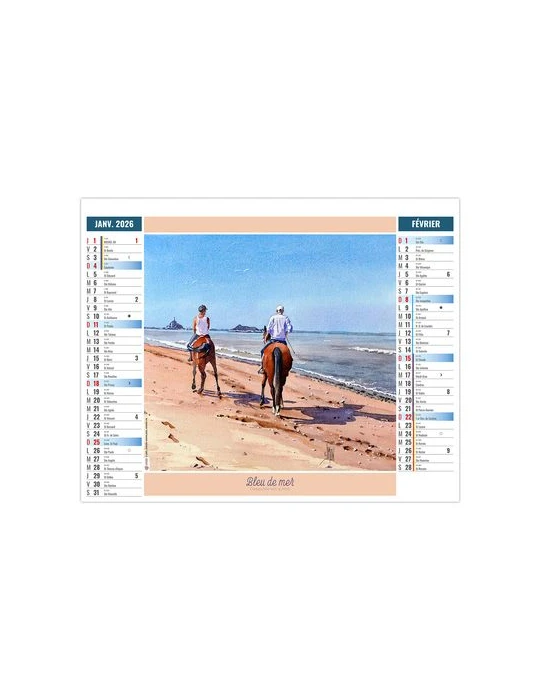 2EN1 - AQUARELLE 2026 - XXL 474 x 700 mm - MARQUAGE 1 COULEUR