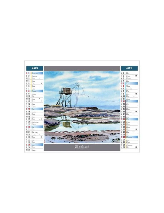 2EN1 - AQUARELLE 2026 - XXL 474 x 700 mm - MARQUAGE 1 COULEUR