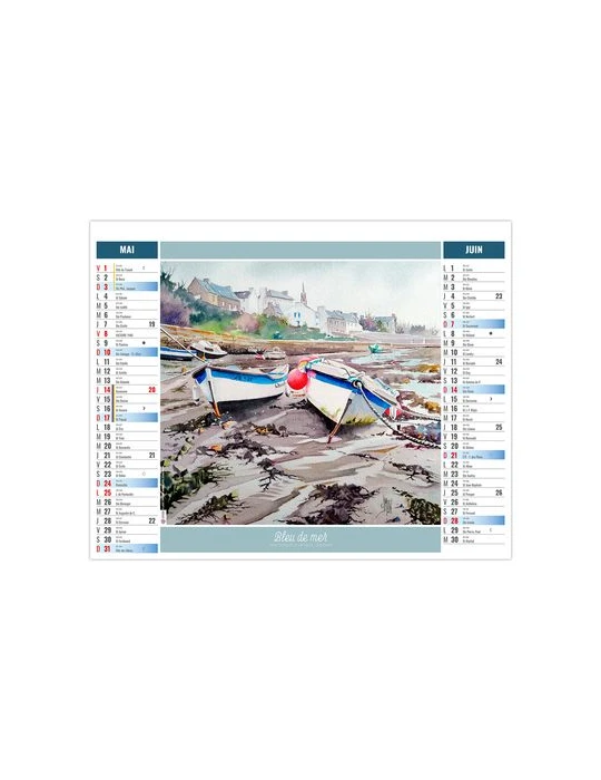 2EN1 - AQUARELLE 2026 - XXL 474 x 700 mm - MARQUAGE 1 COULEUR