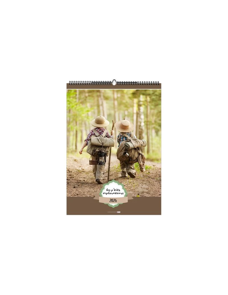 LES P'TITS EXPLORATEURS 2026 - 6 FEUILLETS - RELIURE BAGUETTE - MARQUAGE 1 COULEUR nombre de pages : 12 pages