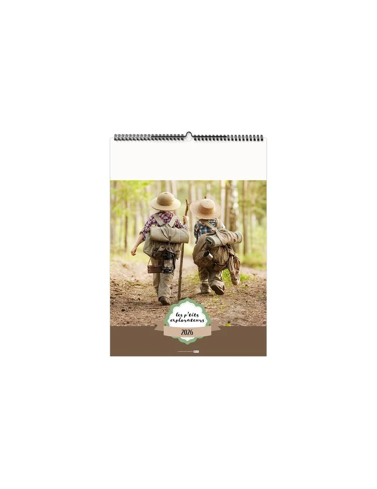 LES P'TITS EXPLORATEURS 2026 - 6 FEUILLETS - RELIURE BAGUETTE - MARQUAGE 1 COULEUR nombre de pages : 12 pages personnalisable av