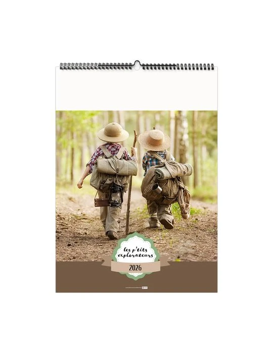 LES P'TITS EXPLORATEURS 2026 - 6 FEUILLETS - RELIURE BAGUETTE - MARQUAGE 1 COULEUR nombre de pages : 12 pages personnalisable av
