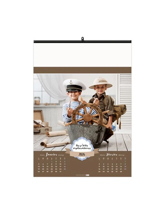 LES P'TITS EXPLORATEURS 2026 - 6 FEUILLETS - RELIURE BAGUETTE - MARQUAGE 1 COULEUR nombre de pages : 12 pages goodies publicitai