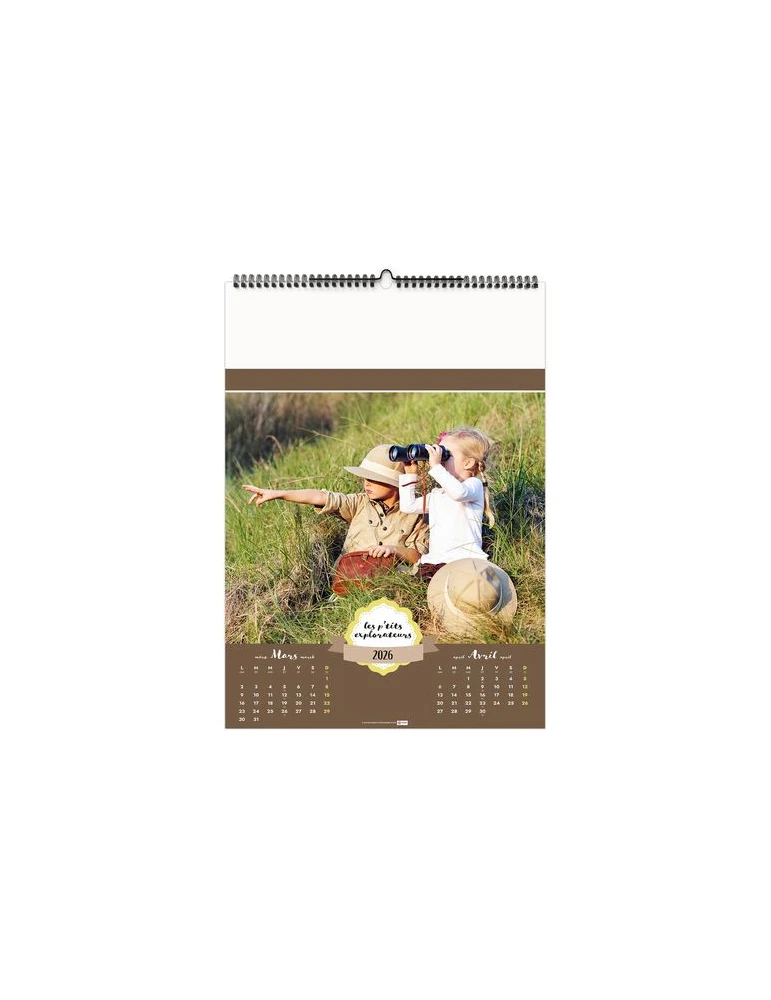 LES P'TITS EXPLORATEURS 2026 - 6 FEUILLETS - RELIURE BAGUETTE - MARQUAGE 1 COULEUR nombre de pages : 12 pages impression haute d