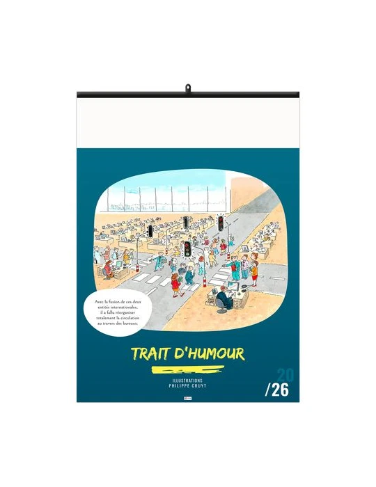 TRAIT D'HUMOUR 2026 - 6 FEUILLETS - RELIURE BAGUETTE - MARQUAGE 1 COULEUR nombre de pages : 12 pages cadeau entreprise pas cher