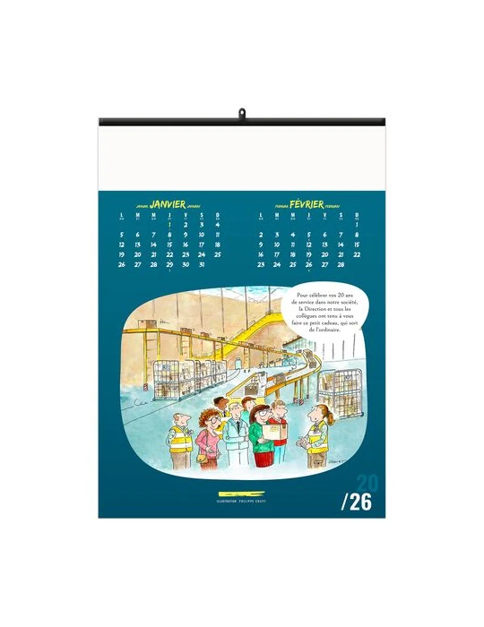 TRAIT D'HUMOUR 2026 - 6 FEUILLETS - RELIURE BAGUETTE - MARQUAGE 1 COULEUR nombre de pages : 12 pages goodies publicitaire événem