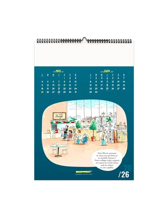 TRAIT D'HUMOUR 2026 - 6 FEUILLETS - RELIURE BAGUETTE - MARQUAGE 1 COULEUR nombre de pages : 12 pages marquage laser ultra précis