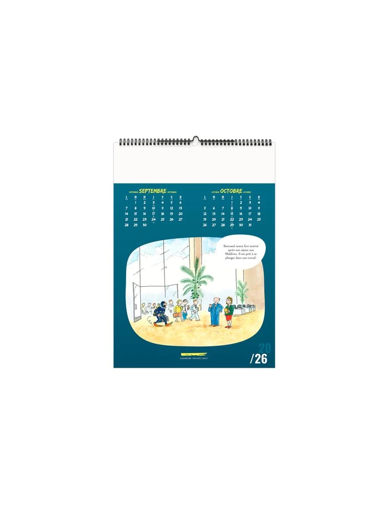 TRAIT D'HUMOUR 2026 - 6 FEUILLETS - RELIURE BAGUETTE - MARQUAGE 1 COULEUR nombre de pages : 12 pages objet promotionnel éco-resp