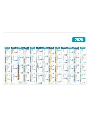 ECOMAX BLEU 2026 RECTO SEUL - MAXI LEGER SOUPLE - 650x405MM - SANS MARQUAGE - 1 TROU EN TETE