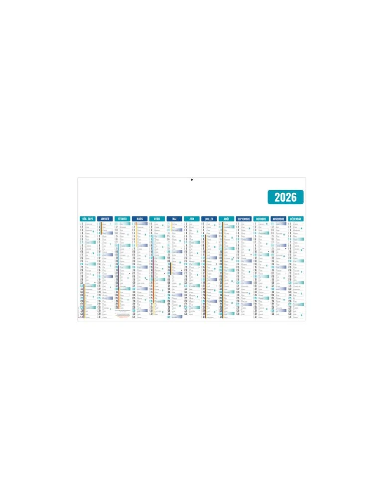 ECOMAX BLEU 2026 RECTO SEUL - MAXI LEGER SOUPLE - 650x405MM - SANS MARQUAGE - 1 TROU EN TETE