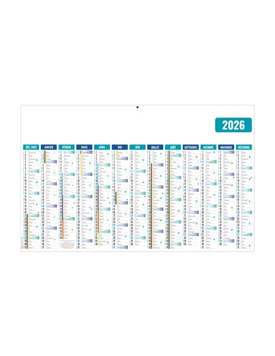ECOMAX BLEU 2026 RECTO SEUL - MAXI LEGER SOUPLE - 650x405MM - SANS MARQUAGE - 1 TROU EN TETE