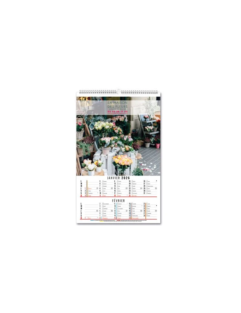 CALENDRIERS BLOC ILLUSTRES CREATION 2026 - 210 x 330 mm - 6 FEUILLETS - RELIURE SPIRALE EN TETE nombre de pages : 12 pages impre