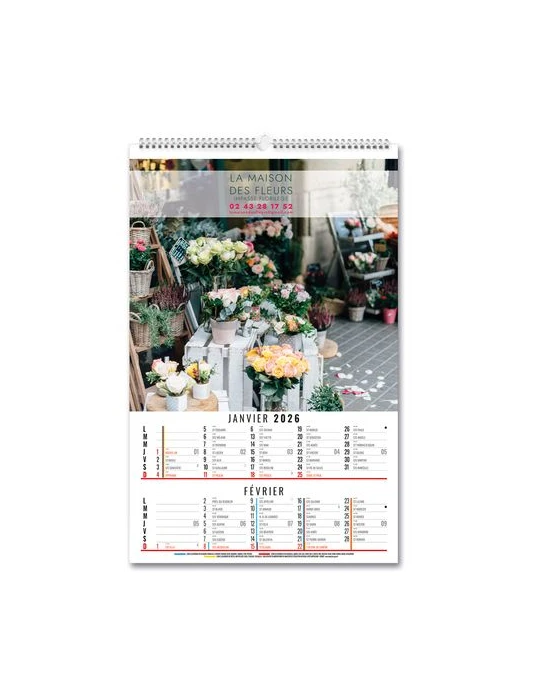 CALENDRIERS BLOC ILLUSTRES CREATION 2026 - 210 x 330 mm - 6 FEUILLETS - RELIURE SPIRALE EN TETE nombre de pages : 12 pages impre