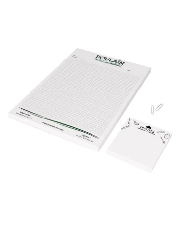 BLOC-NOTE ENCOLLE - MAXI 210 x 297 mm - 100 FEUILLES 80g OFFSET JAUNE PASTEL - IMPRESSION RECTO QUADRI