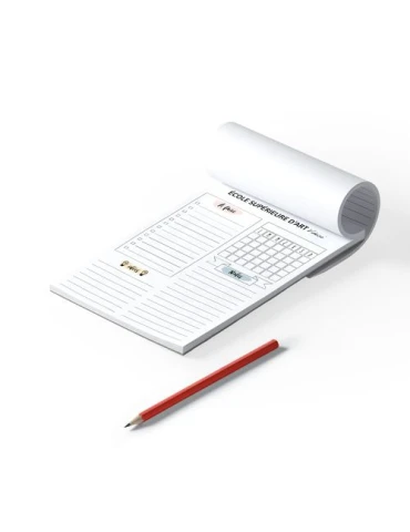 BLOC-NOTE ENCOLLE - MAXI 210 x 297 mm - 100 FEUILLES 80g OFFSET JAUNE PASTEL - IMPRESSION RECTO QUADRI 2