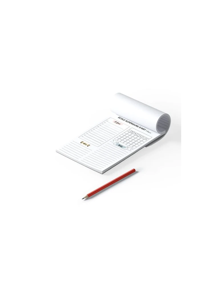 BLOC-NOTE ENCOLLE - MAXI 210 x 297 mm - 100 FEUILLES 80g OFFSET JAUNE PASTEL - IMPRESSION RECTO QUADRI