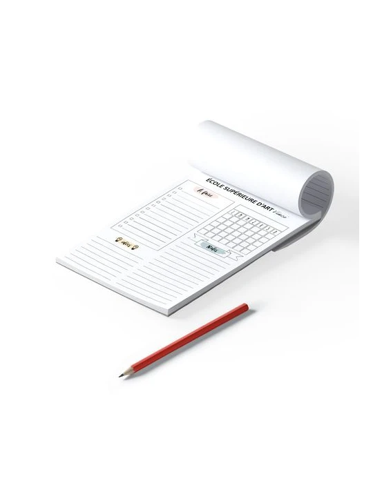 BLOC-NOTE ENCOLLE - MAXI 210 x 297 mm - 100 FEUILLES 80g OFFSET JAUNE PASTEL - IMPRESSION RECTO QUADRI