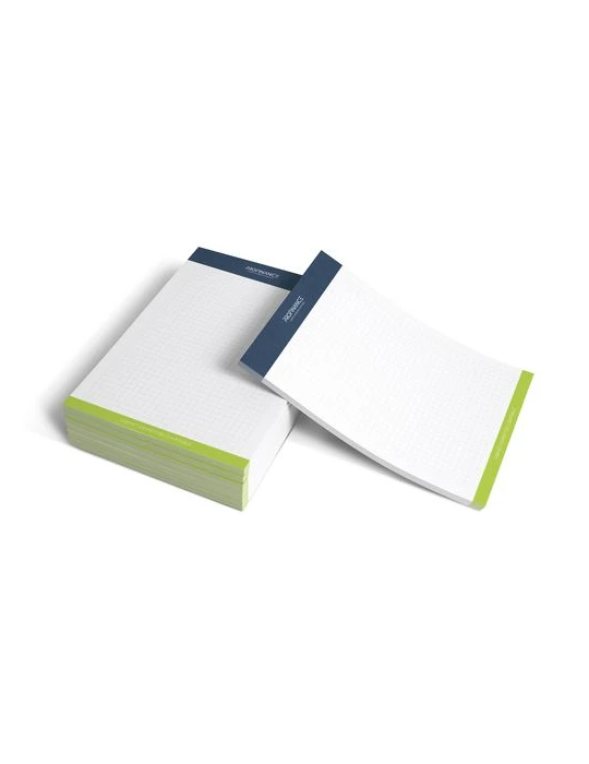 BLOC-NOTE ENCOLLE - MAXI 210 x 297 mm - 100 FEUILLES 80g OFFSET JAUNE PASTEL - IMPRESSION RECTO QUADRI