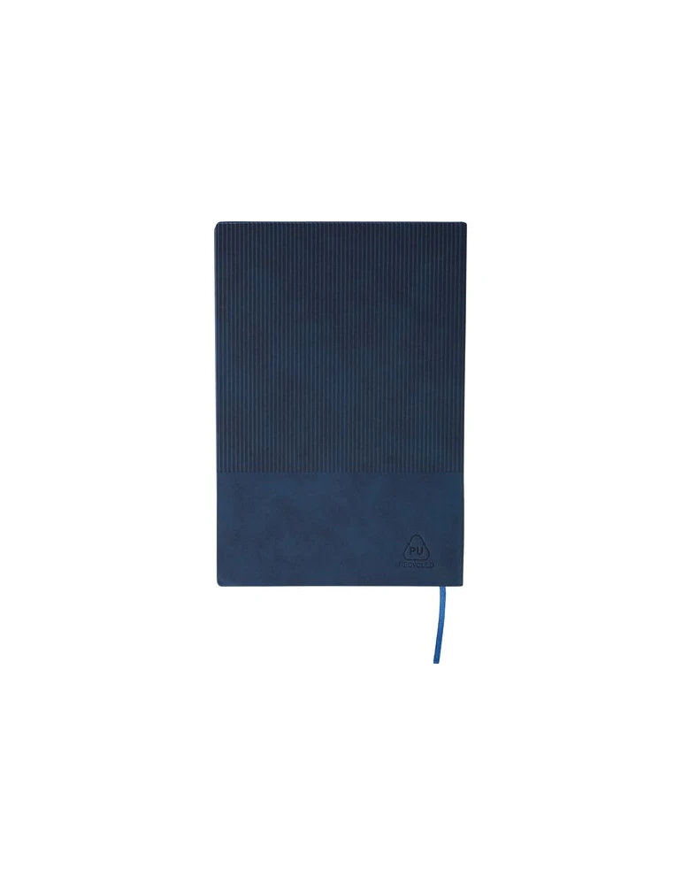 Ensemble carnet A5 et stylo à bille en PU recyclé Tarek Matières : aluminium Couleurs : bleu goodies publicitaire durable