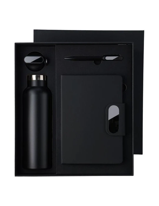 Coffret cadeau de bureau en carton Erren Matières : métal Couleurs : noir impression haute définition