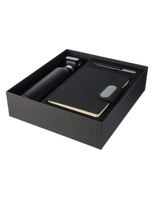 Coffret cadeau de bureau en carton Erren Matières : métal Couleurs : noir marquage laser ultra précis