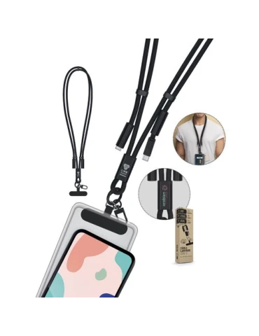 CÂBLE DE CHARGE LANYARD LONGUEUR RÉGLABLE POUR TÉLÉPHONE Matières : alliage d'aluminium Couleurs : noir