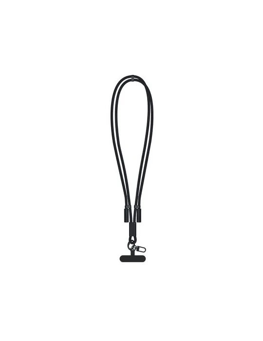 CÂBLE DE CHARGE LANYARD LONGUEUR RÉGLABLE POUR TÉLÉPHONE Matières : alliage d'aluminium Couleurs : noir personnalisable avec vot