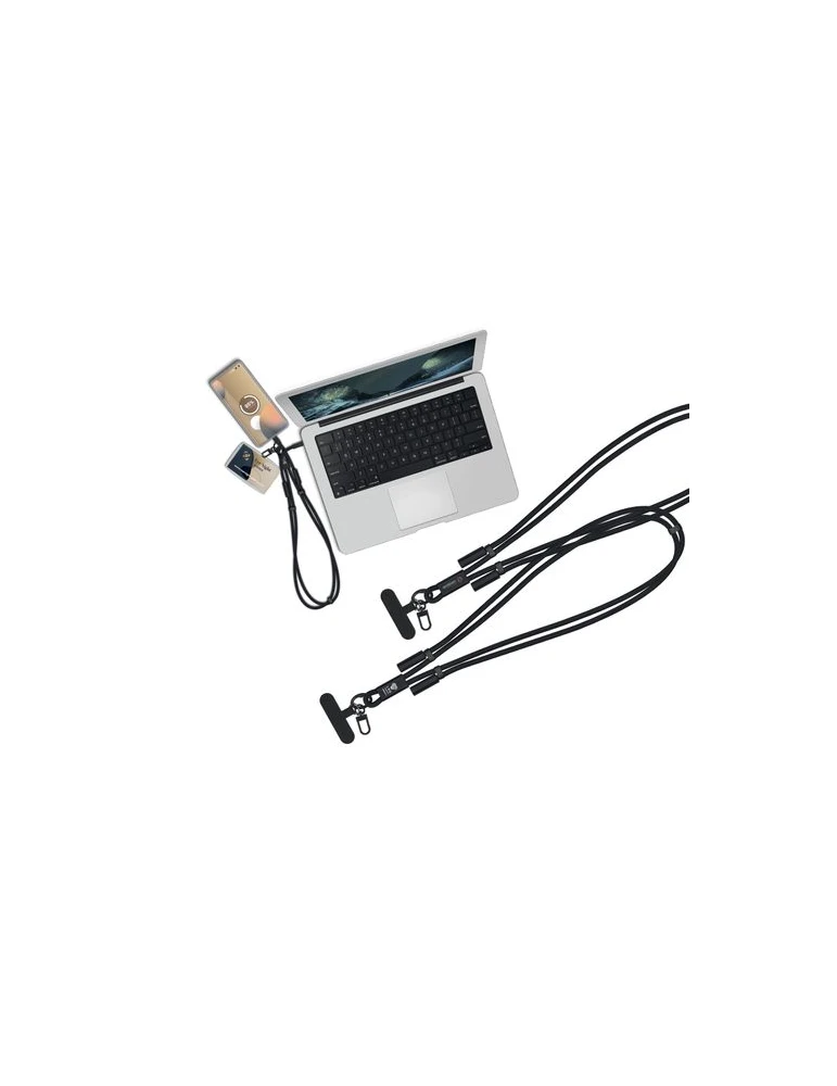 CÂBLE DE CHARGE LANYARD LONGUEUR RÉGLABLE POUR TÉLÉPHONE Matières : alliage d'aluminium Couleurs : noir cadeau entreprise pas ch
