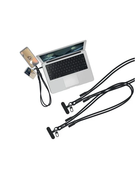 CÂBLE DE CHARGE LANYARD LONGUEUR RÉGLABLE POUR TÉLÉPHONE Matières : alliage d'aluminium Couleurs : noir cadeau entreprise pas ch