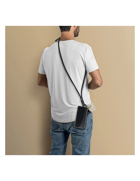 CÂBLE DE CHARGE LANYARD LONGUEUR RÉGLABLE POUR TÉLÉPHONE Matières : alliage d'aluminium Couleurs : noir impression haute définit