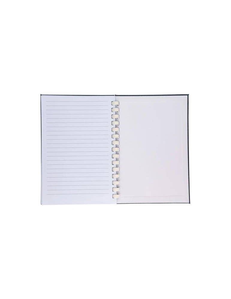 Carnet A6 en rPET Ilias Matières : papier recyclé Couleurs : bleu marquage laser ultra précis