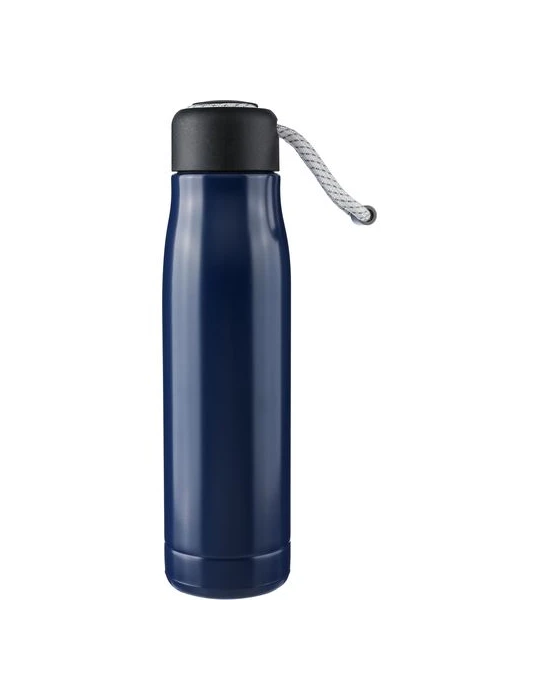 Gourde double paroi de 500 ml en acier inoxydable recyclé Solene Matières : polyester Couleurs : bleu personnalisation rapide en