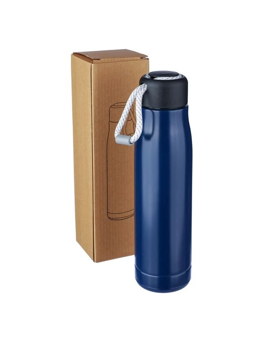Gourde double paroi de 500 ml en acier inoxydable recyclé Solene Matières : polyester Couleurs : bleu objet promo petit budget