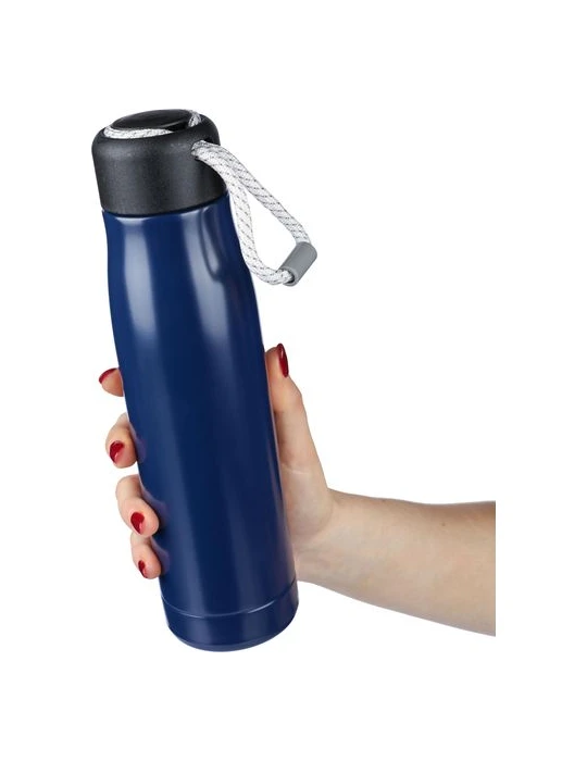 Gourde double paroi de 500 ml en acier inoxydable recyclé Solene Matières : polyester Couleurs : bleu goodies publicitaire durab