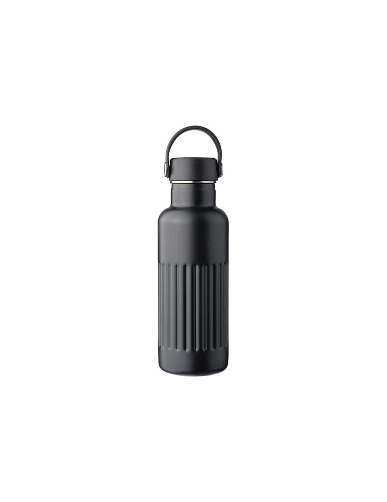 Gourde double paroi de 500 ml en acier inoxydable recyclé Lior Matières : silicone Couleurs : noir