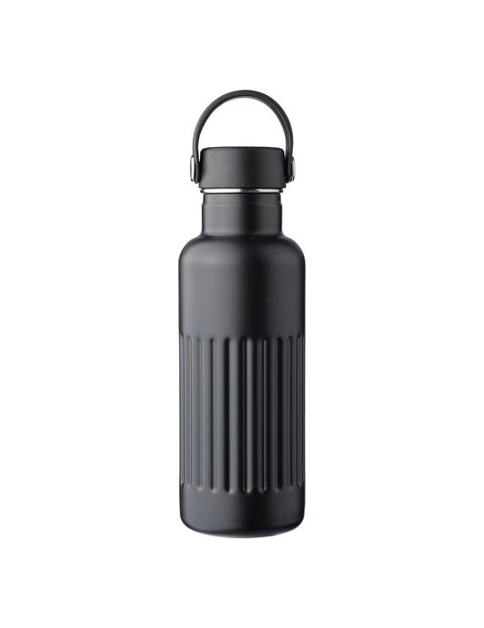Gourde double paroi de 500 ml en acier inoxydable recyclé Lior Matières : silicone Couleurs : noir