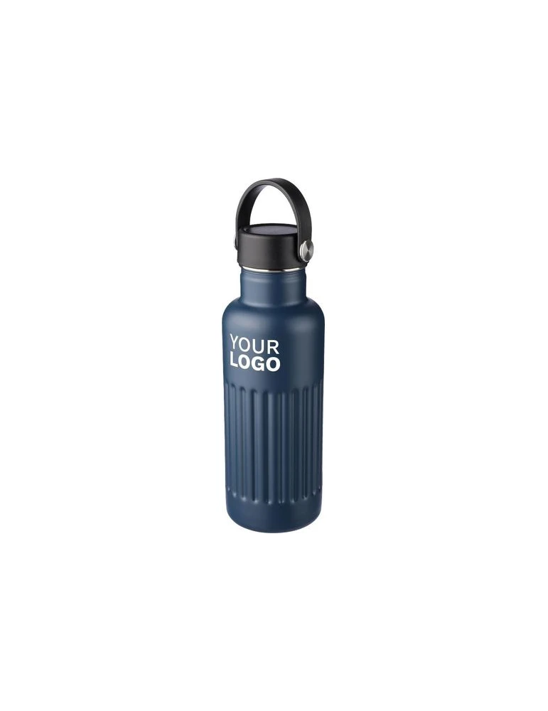 Gourde double paroi de 500 ml en acier inoxydable recyclé Lior Matières : silicone Couleurs : noir objet promotionnel éco-respon