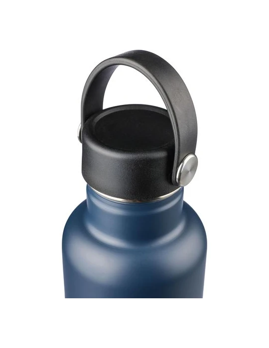 Gourde double paroi de 500 ml en acier inoxydable recyclé Lior Matières : silicone Couleurs : noir accessoire événementiel uniqu