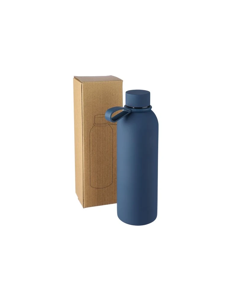 Gourde double paroi de 500 ml en acier inoxydable recyclé Sena Matières : acier inoxydable Couleurs : bleu goodies publicitaire 