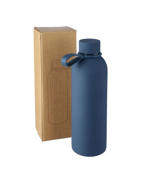 Gourde double paroi de 500 ml en acier inoxydable recyclé Sena Matières : acier inoxydable Couleurs : bleu goodies publicitaire 