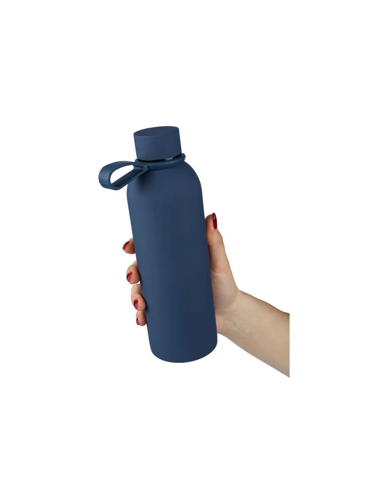 Gourde double paroi de 500 ml en acier inoxydable recyclé Sena Matières : acier inoxydable Couleurs : bleu objet promotionnel éc