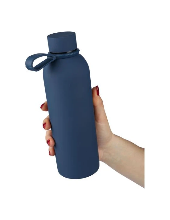 Gourde double paroi de 500 ml en acier inoxydable recyclé Sena Matières : acier inoxydable Couleurs : bleu objet promotionnel éc
