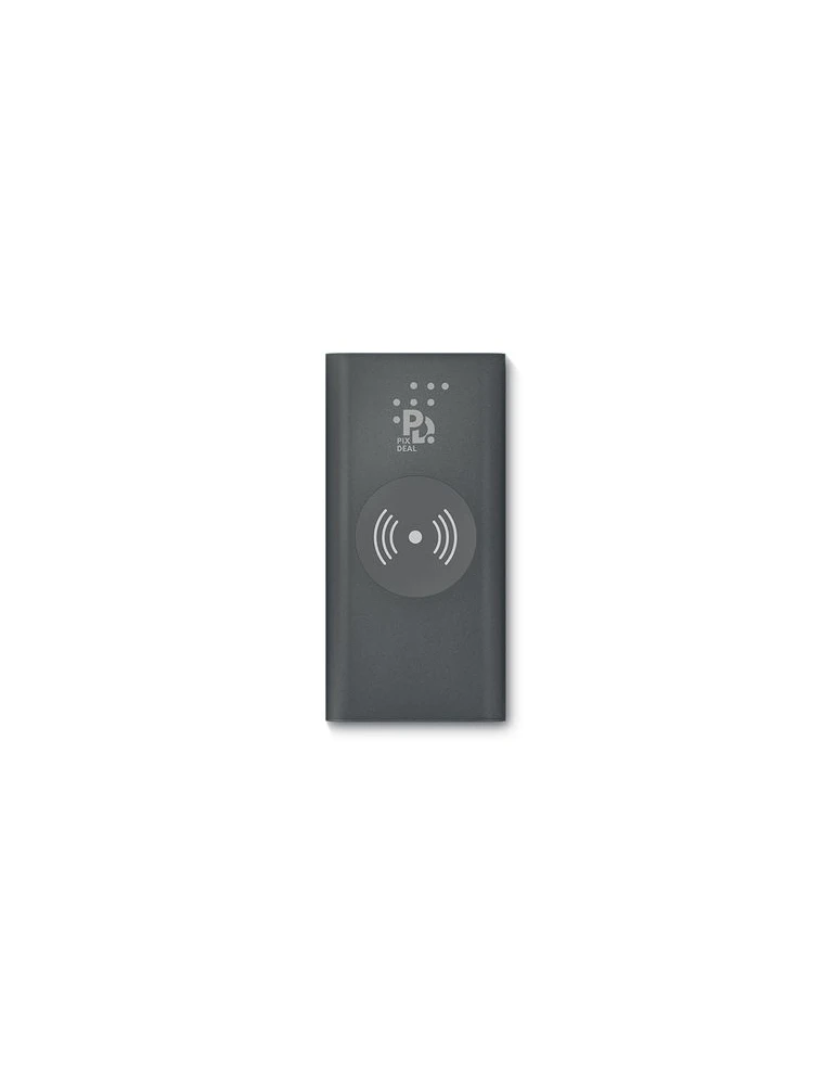 BATTERIE EXTERNE Li-po 8000 mAh ET CHARGEUR PAR INDUCTION 15W Matières : aluminium Couleurs : anthracite cadeau entreprise pas c