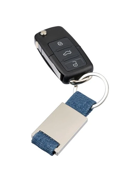 Porte-clés en denim Ori Matières : métal Couleurs : bleu cadeau entreprise pas cher