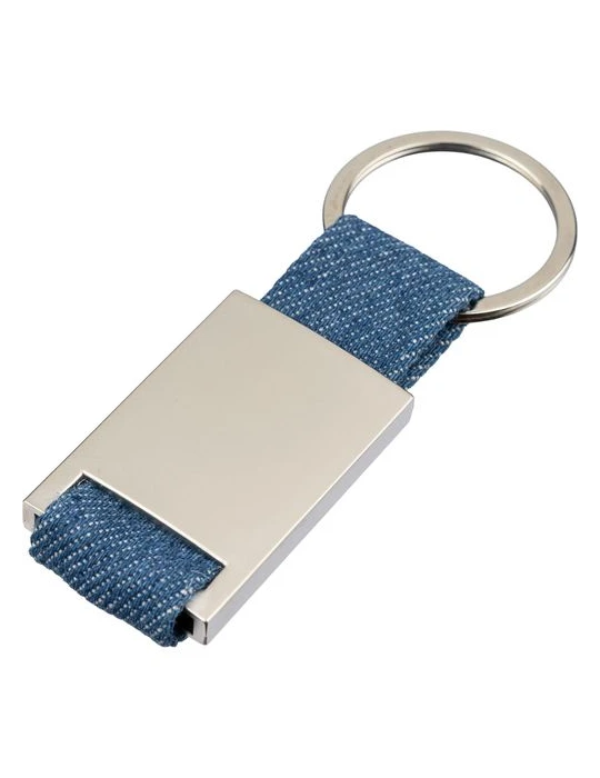 Porte-clés en denim Ori Matières : métal Couleurs : bleu goodies publicitaire événementiel