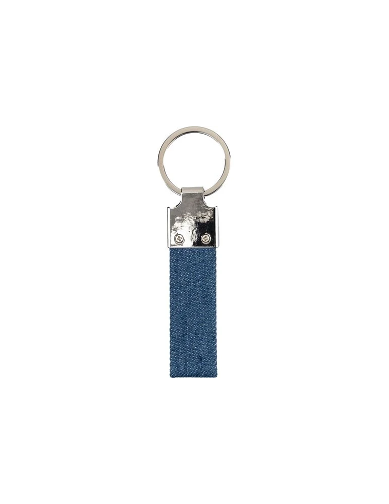 Porte-clés en denim Enzi Matières : métal Couleurs : bleu cadeau entreprise pas cher