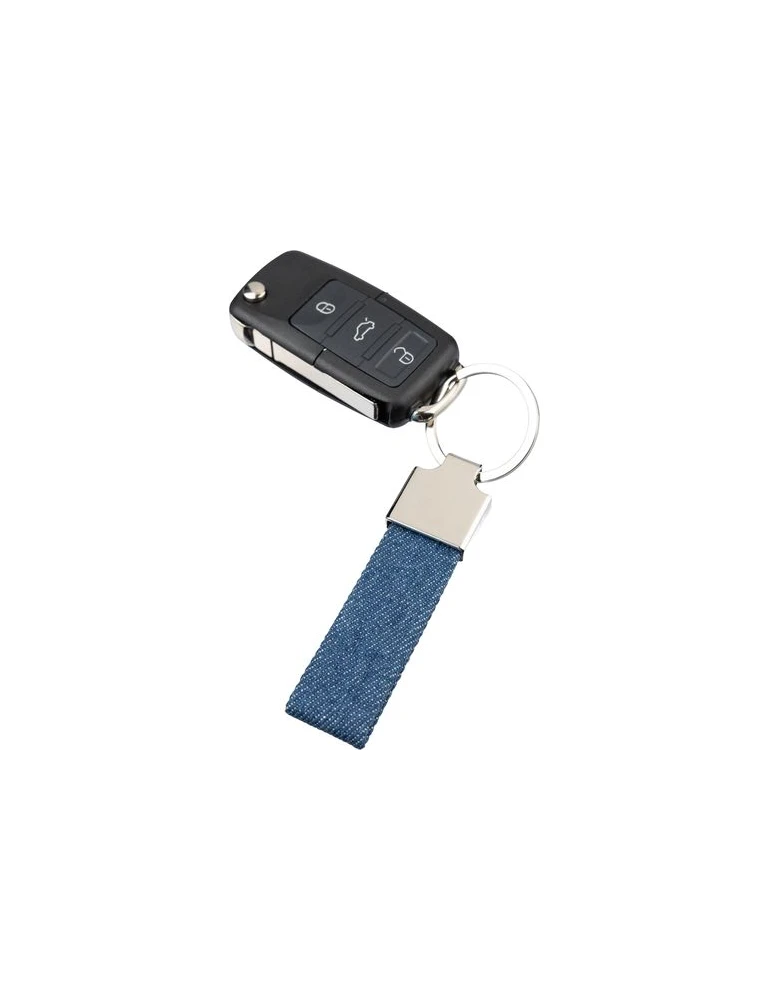 Porte-clés en denim Enzi Matières : métal Couleurs : bleu goodies publicitaire événementiel