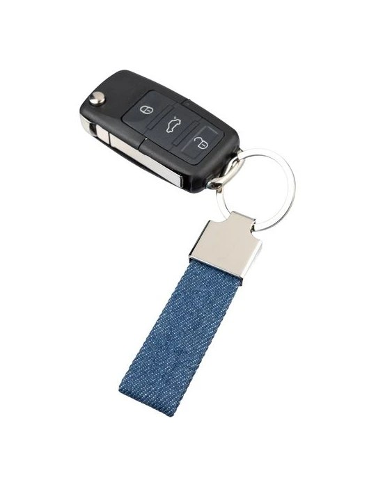 Porte-clés en denim Enzi Matières : métal Couleurs : bleu goodies publicitaire événementiel