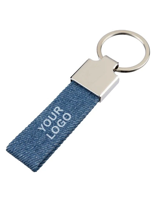 Porte-clés en denim Enzi Matières : métal Couleurs : bleu marquage laser ultra précis