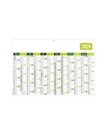 BASECO BLEU 2026 - STANDARD 550 x 345 mm - LEGER 400G - SANS MARQUAGE - 1 TROU EN TETE Couleurs : vert 2